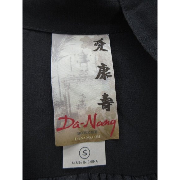 Da Nang Top Small Silk Tunic Blouse Southwestern Boho Sheer Roll Tab - Picture 9 of 11